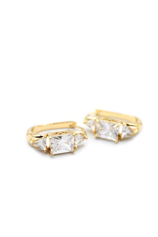 Baget Taşlı Küpe - Altın - Image 1