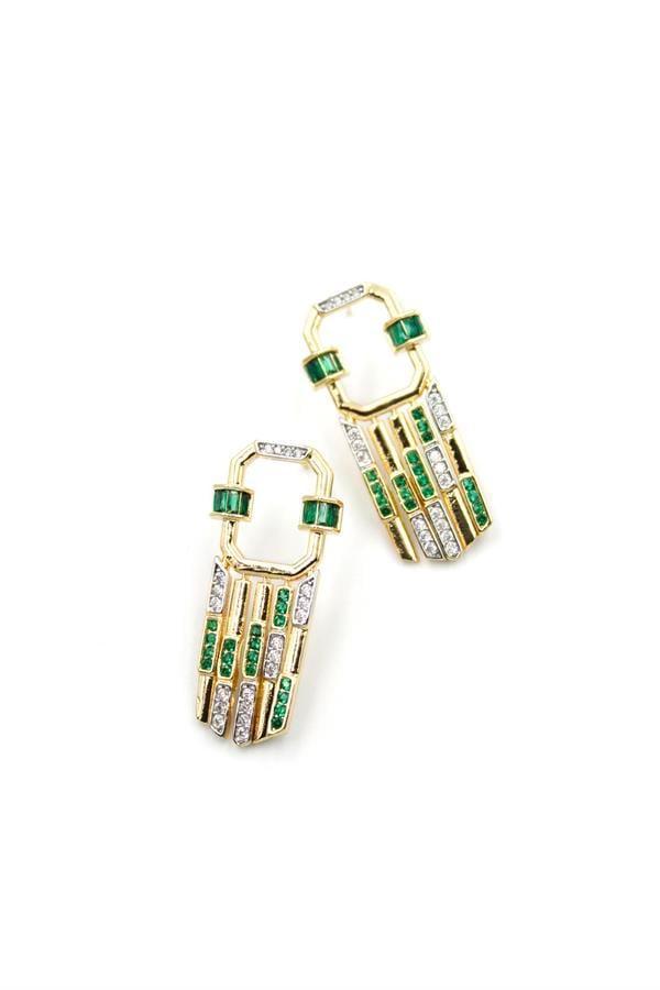 Taşlı Küpe - Yeşil - Image 1