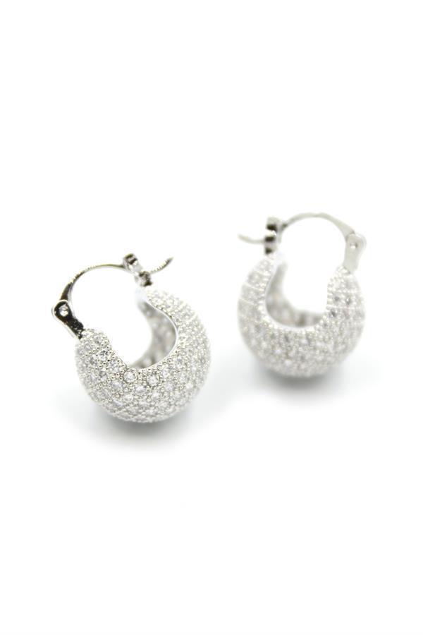 Taşlı Top Küpe - Gümüş - Image 1