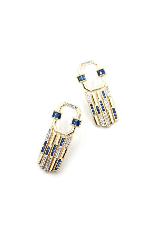 Taşlı Küpe - Mavi - Image 1