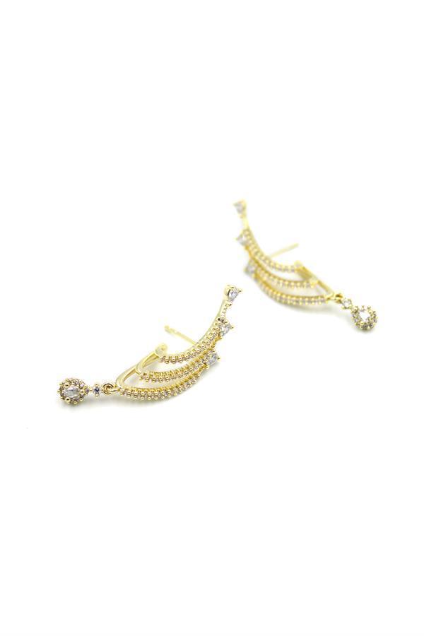 Taşlı Küpe - 14K Altın - Image 1