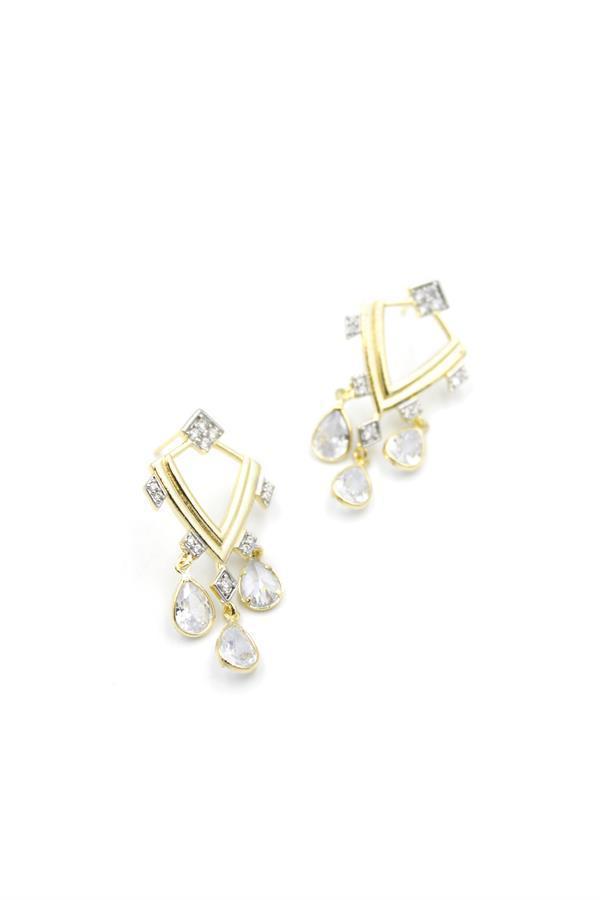 Taşlı Sallantılı Küpe - Altın - Image 1