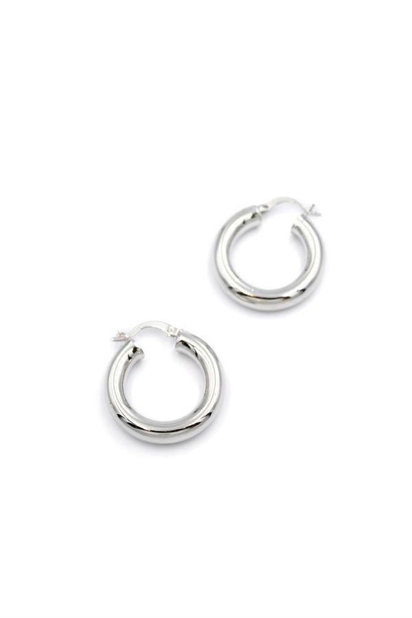 Orta Boy Halka Küpe - Gümüş - Image 1