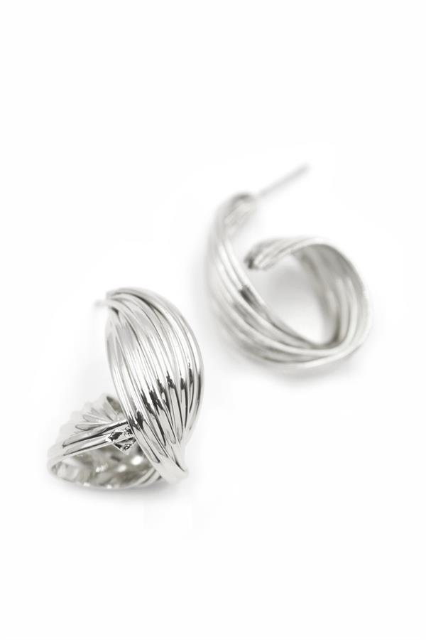 Metal Kıvrımlı Küpe - Gümüş - Image 1