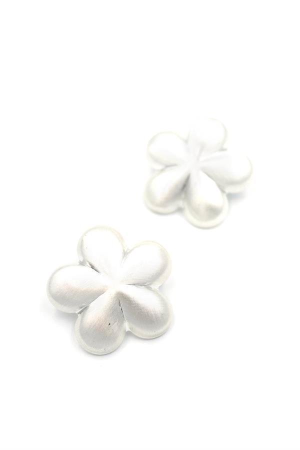 Metal Çiçek Küpe - Gümüş - Image 1