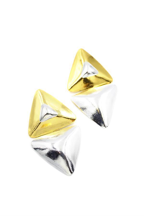 Metal Üçgen Küpe - Altın - Image 1