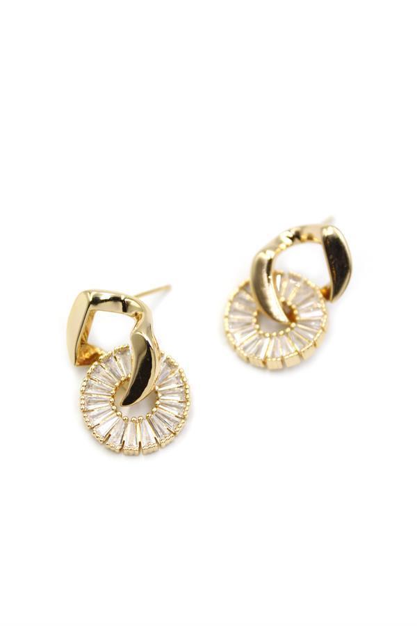 Baget Taşlı Küpe - Altın - Image 1