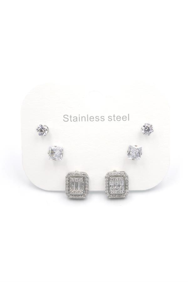 Çoklu Taşlı Küpe - Gümüş - Image 1