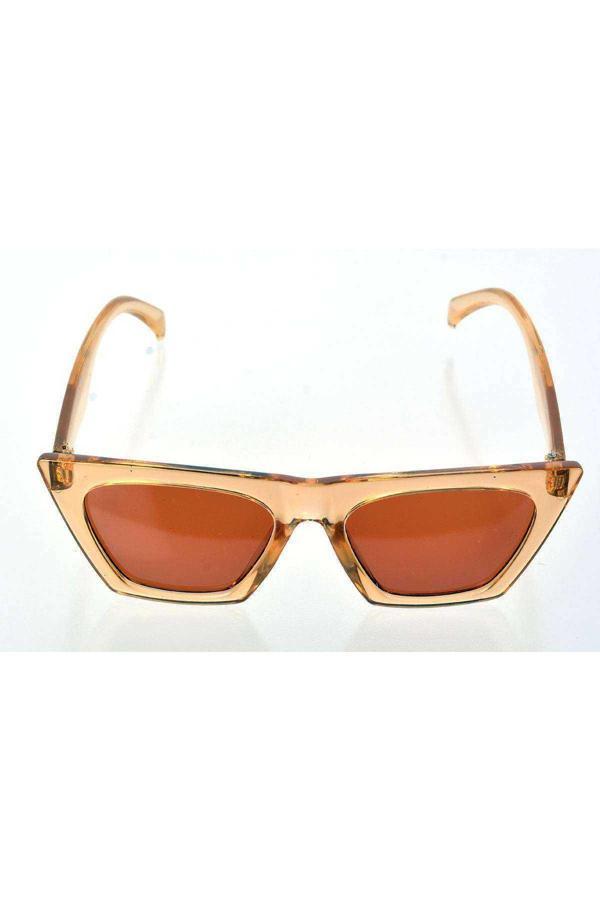 Şeffaf Sarı Çerçeve Cat Eye Kadın Güneş Gözlüğü - Moda Gözlük - Image 1