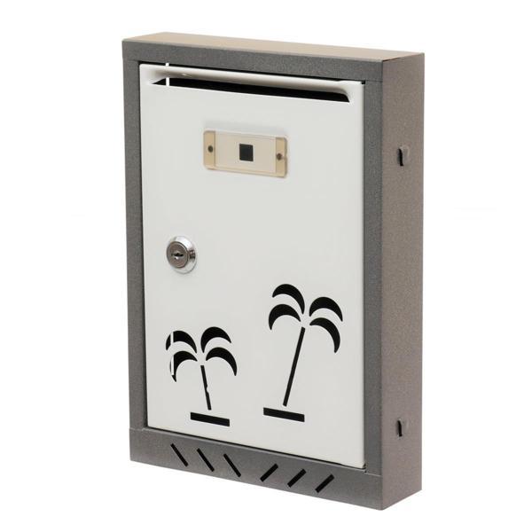 Posta Kutusu Akşan Marka Palmiye Desenli Metal Beyaz-Gri - Image 1