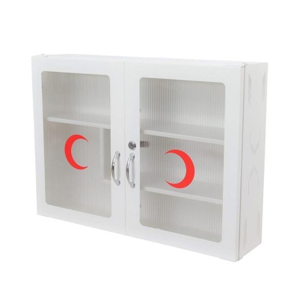 Akşan Şeffaf Çift Kapaklı Kilitli Metal İlk Yardım Ecza Dolabı Kod 421 - Image 1