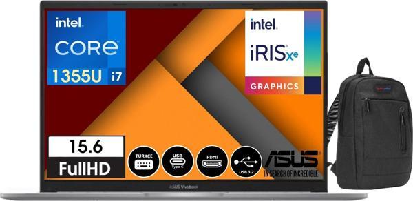 Asus Vivobook 15 Intel Core I7-1355U 16 GB 1tb SSD 15.6" Dos Fhd Dizüstü Bilgisayar X1504VA-NJ39507 + Weblegelsin Çanta - Image 1