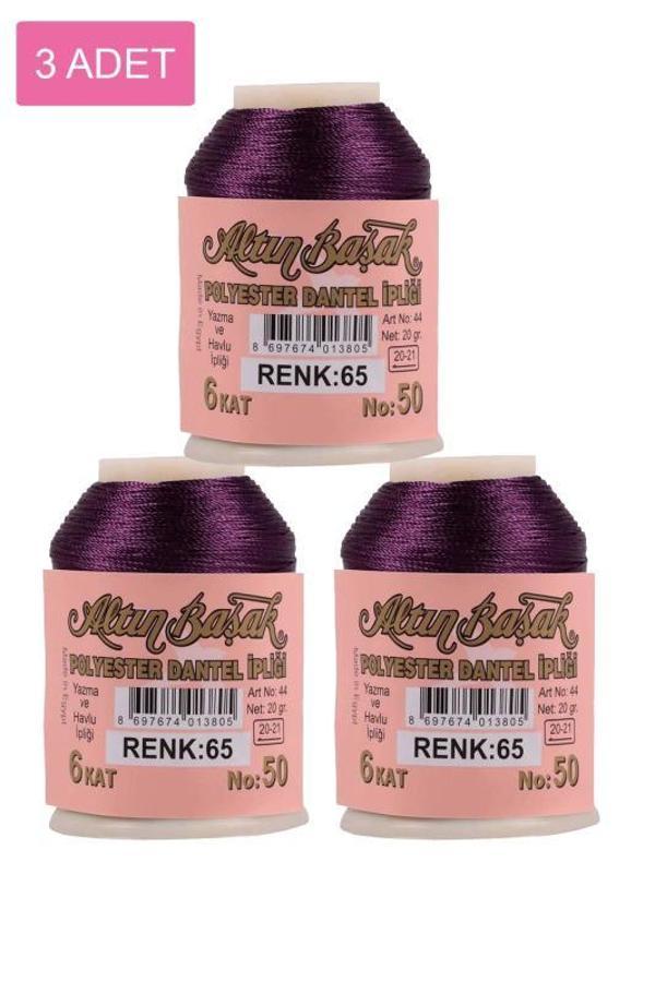 3 Adet Altınbaşak Oya ve Dantel İpi 20 gr - Royaleks - No: 065 - Image 1