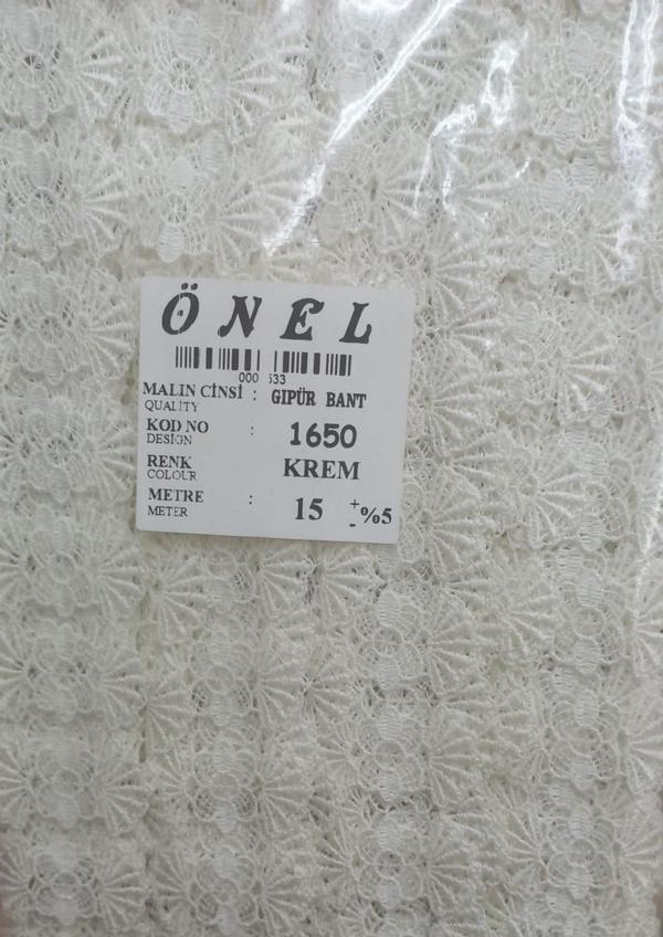 Dantel Polyester Güpür Bant Krem 15 Metre En 6 cm ON-1650-KR - Image 1