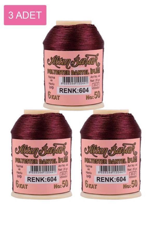 3 Adet Altınbaşak Oya ve Dantel İpi 20 gr - Royaleks - No: 604 - Image 1