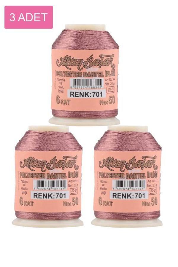 3 Adet Altınbaşak Oya ve Dantel İpi 20 gr - Royaleks - No: 701 - Image 1