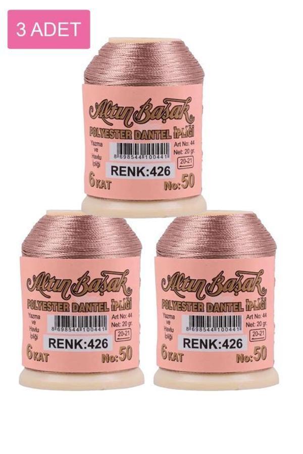 3 Adet Altınbaşak Oya ve Dantel İpi 20 gr - Royaleks - No: 426 - Image 1