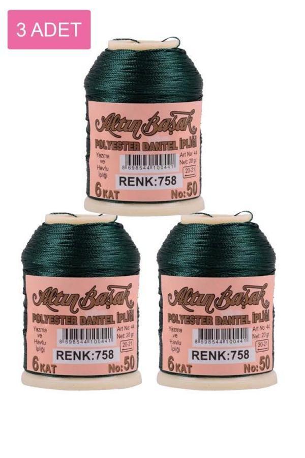 3 Adet Altınbaşak Oya ve Dantel İpi 20 gr - Royaleks - No: 758 - Image 1