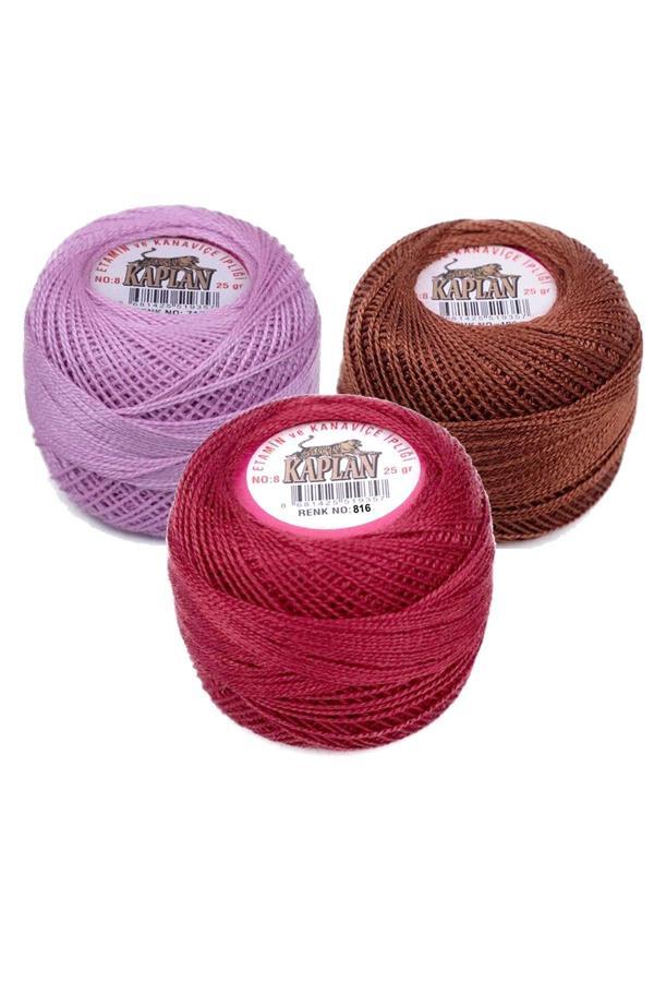 3 Adet Kaplan Etamin Ve Kanaviçe İpi 8 No Kod/Renk: 717 - 400 - 816 - Ryl - Image 1