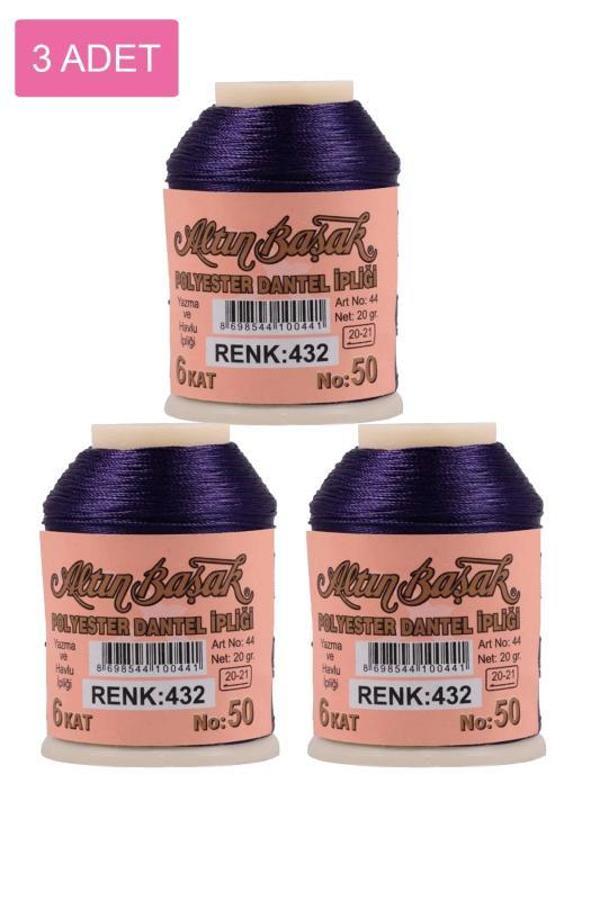 3 Adet Altınbaşak Oya ve Dantel İpi 20 gr - Royaleks - No: 432 - Image 1