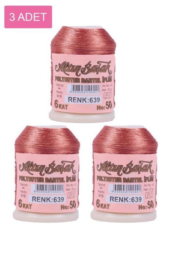 3 Adet Altınbaşak Oya ve Dantel İpi 20 gr - Royaleks - No: 639 - Image 1