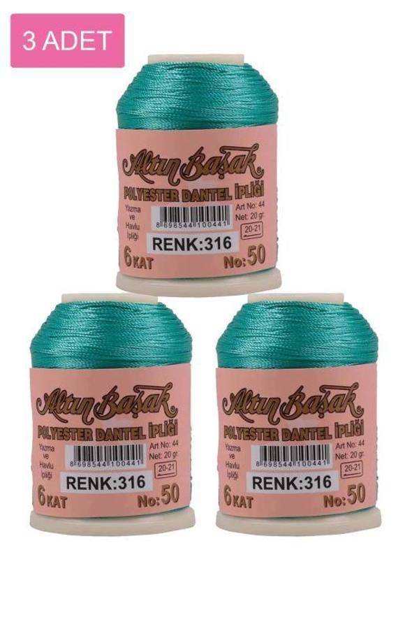 3 Adet Altınbaşak Oya ve Dantel İpi 20 gr - Royaleks - No: 316 - Image 1