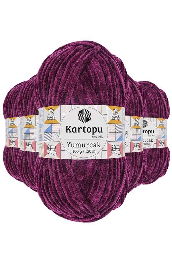 5 Adet Yumurcak Kadife El Örgü İpi Mürdüm K726 - Image 1