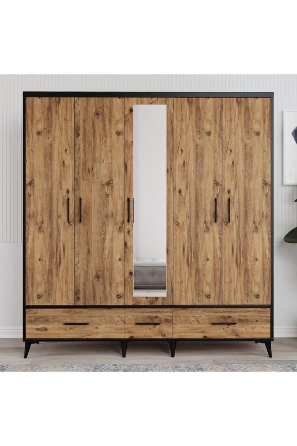 Vns Modüler Sıla 5 Kapılı Dolap 200X55X212 Cm - Image 1