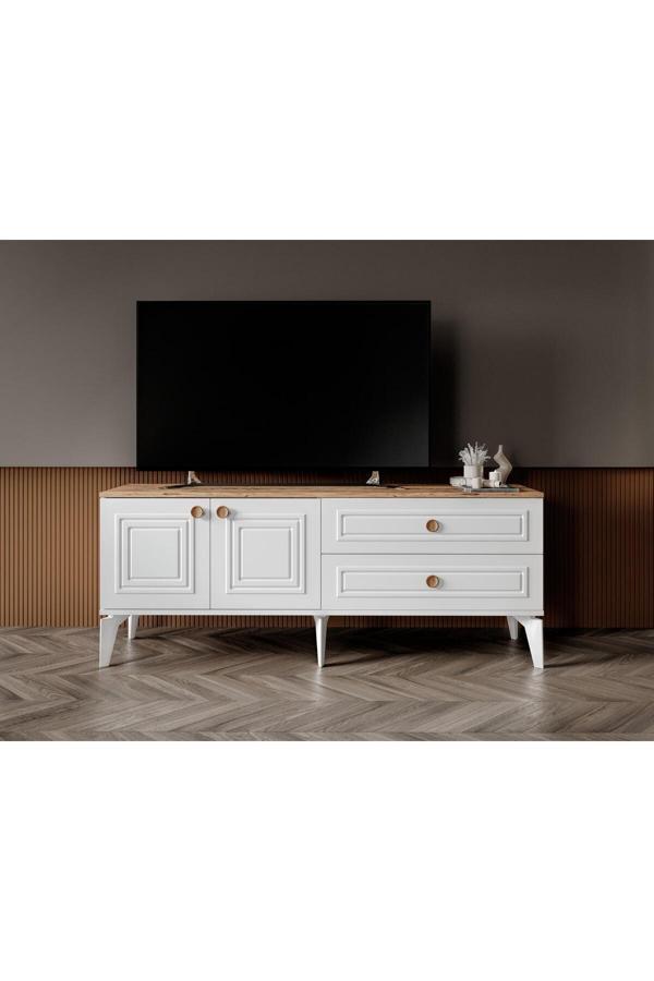 Vns Modüler Modüler Mebran Kapak. Duru Tv Sehpas 160 Cm Perast Oval Tv Ünitesi - Image 1