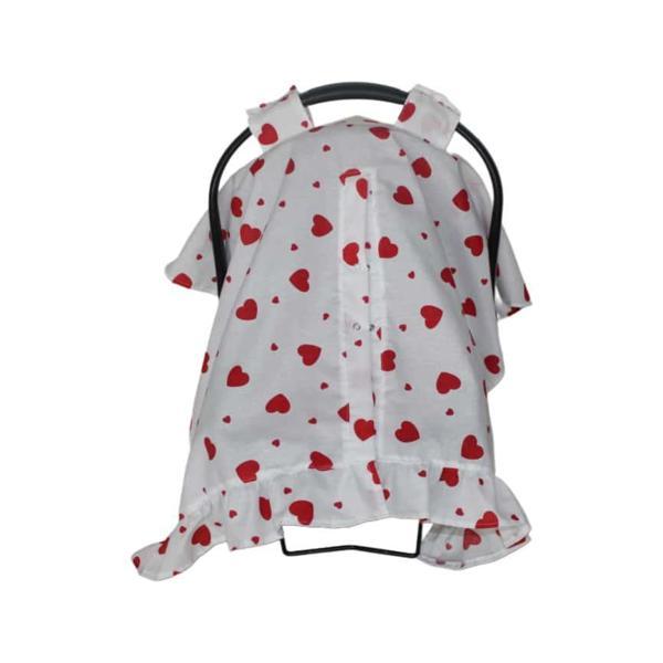 SerSev Bebek Puset Örtüsü Kalpli Puset Örtüsü Pamuklu Kumaş Fırfır Detay Çıt Çıtlı Puset Örtüsü - Image 1