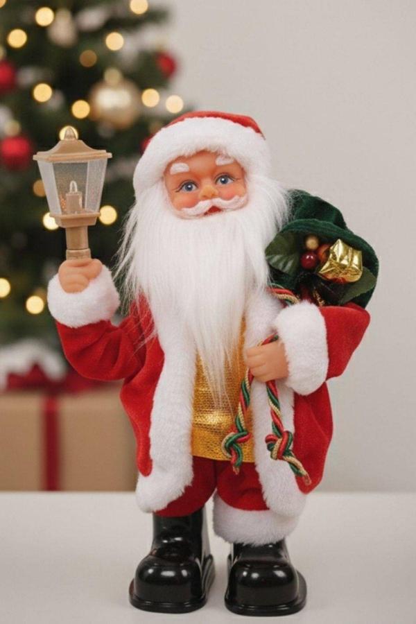 Yılbaşı Süsü Noel Baba Biblo Figür 25cm - Çuvalı ve Aksesuarları ile - Image 1