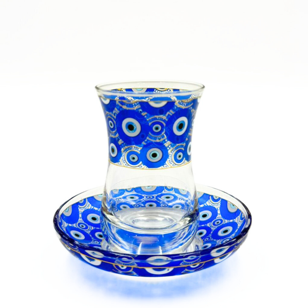 Mavi Nazar Boncuklu 6 Kişilik Çay Bardağı  - Image 1