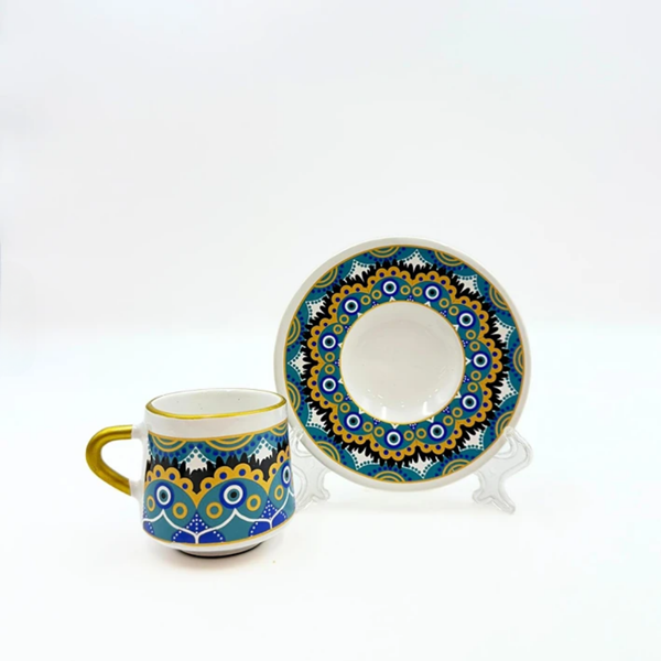 Etnik Desenli 2 Kişilik Kahve Fincan Takımı - Image 1