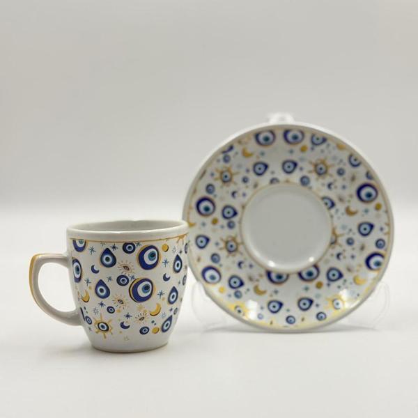 Nazar Boncuk Desenli 2 Kişilik Kahve Fincan Takımı - Image 1