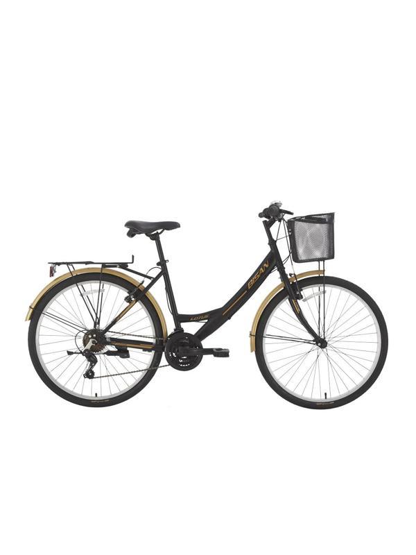 Bisan Lotus 24 V Fren 21 Vites 24 Jant Kadın Şehir Bisikleti Mat Siyah Gold 34 Kadro - Image 1