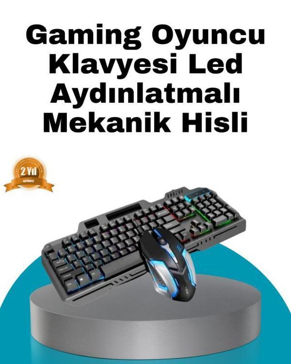 Mekanik Oyuncu Seti – LED Işıklandırma ve Ergonomik Mouse - Image 1