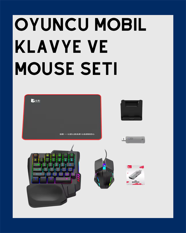 Android ve iOS Uyumlu Klavye Mouse Oyun Seti – Gecikmesiz Bağlantı, Tak-Çalıştır Özellikli - Image 1
