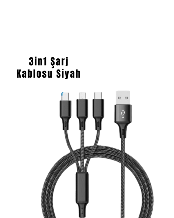 3’ü 1 Arada Hızlı Şarj Kablosu - Image 1