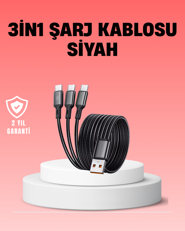 Çoklu USB Şarj Kablosu – 1,2m Hızlı Şarj, 3A Güçlü Akım - Image 1