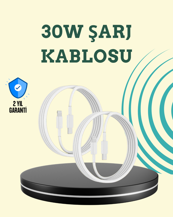 Aşırı Şarj ve Pil Koruması ile Akıllı Çipli Lightning Kablo 1.2m - Image 1