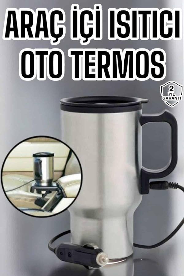 Araç İçi Çelik Su Isıtıcı Termos Bardak Çakmak Girişli Kupa Görünümlü - Image 1