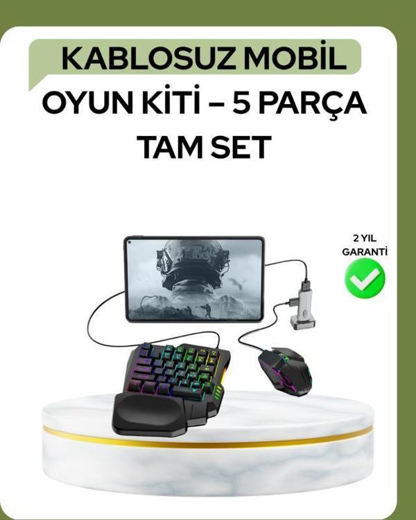 Mobil PUBG Oyuncuları İçin 5in1 Klavye Mouse Oyun Seti – BT5.3 Destekli - Image 1