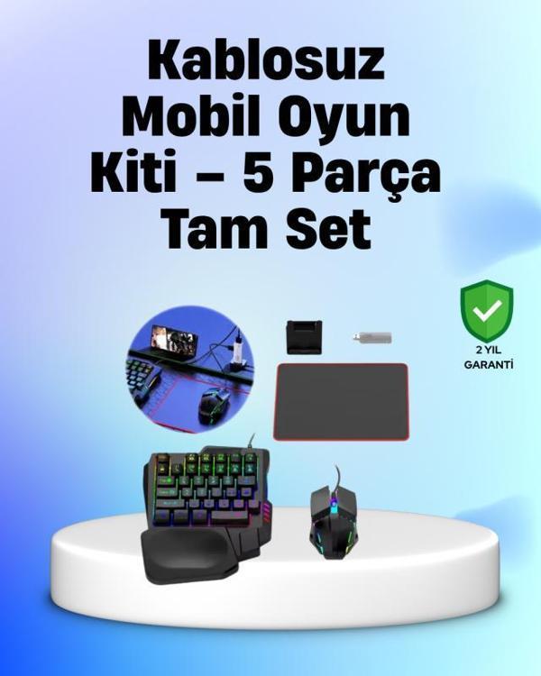 Profesyonel Mobil Oyuncular İçin RGB Klavyeli 5 Parça Oyun Kiti - Image 1