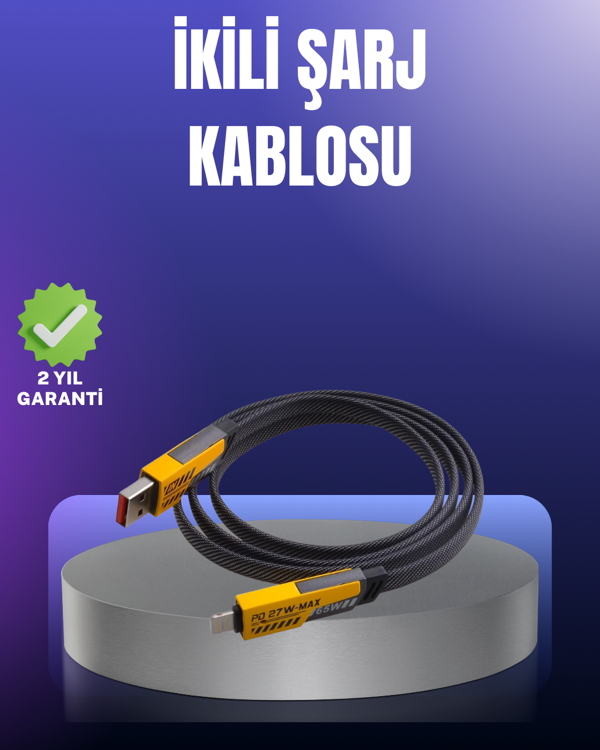Evrensel Uyumluluklu Dayanıklı Metal Başlıklı Hızlı Şarj Kablosu - Image 1