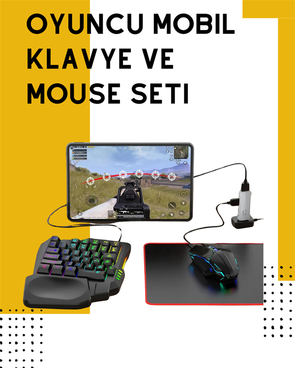 Yüksek Performanslı Mobil Oyun Aksesuarı – 5 Parçalı Klavye Mouse Dönüştürücü Set - Image 1