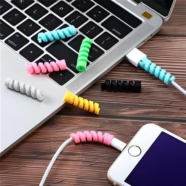 4lü Apple, Android Şaj Kablosu Koruyucu Silikon Spiral Yay Aparat - Image 1