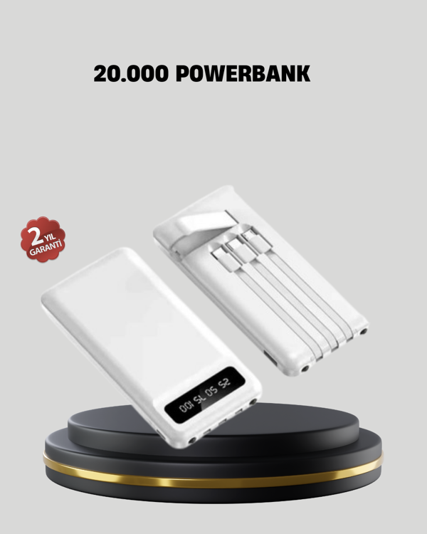 20.000 mAh 4 Çıkışlı LED Göstergeli Hızlı Şarj Powerbank - Image 1