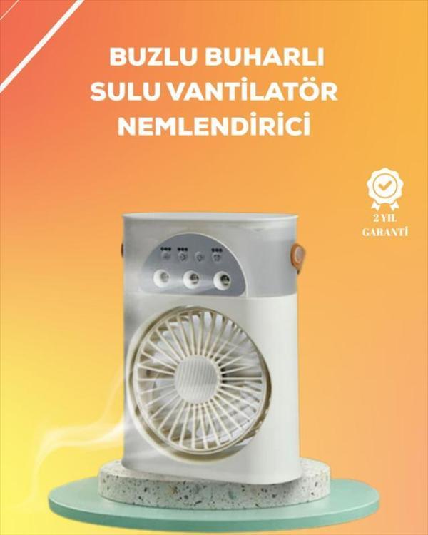 Mini Klima Fan | USB'li, 7 Renk Gece Işığı, 3'ü 1 Arada Fonksiyon - Image 1
