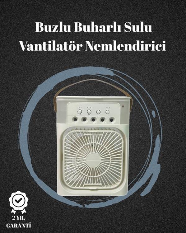 USB Bağlantılı 3'ü 1 Arada Nemlendirici Mini Klima Fan | 7 Renk Işıklı - Image 1