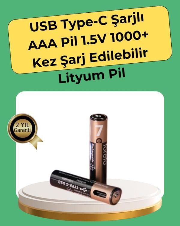 AAA Boyutunda USB Şarjlı Pil – Kompakt Tasarım, Geniş Uyumluluk - Image 1
